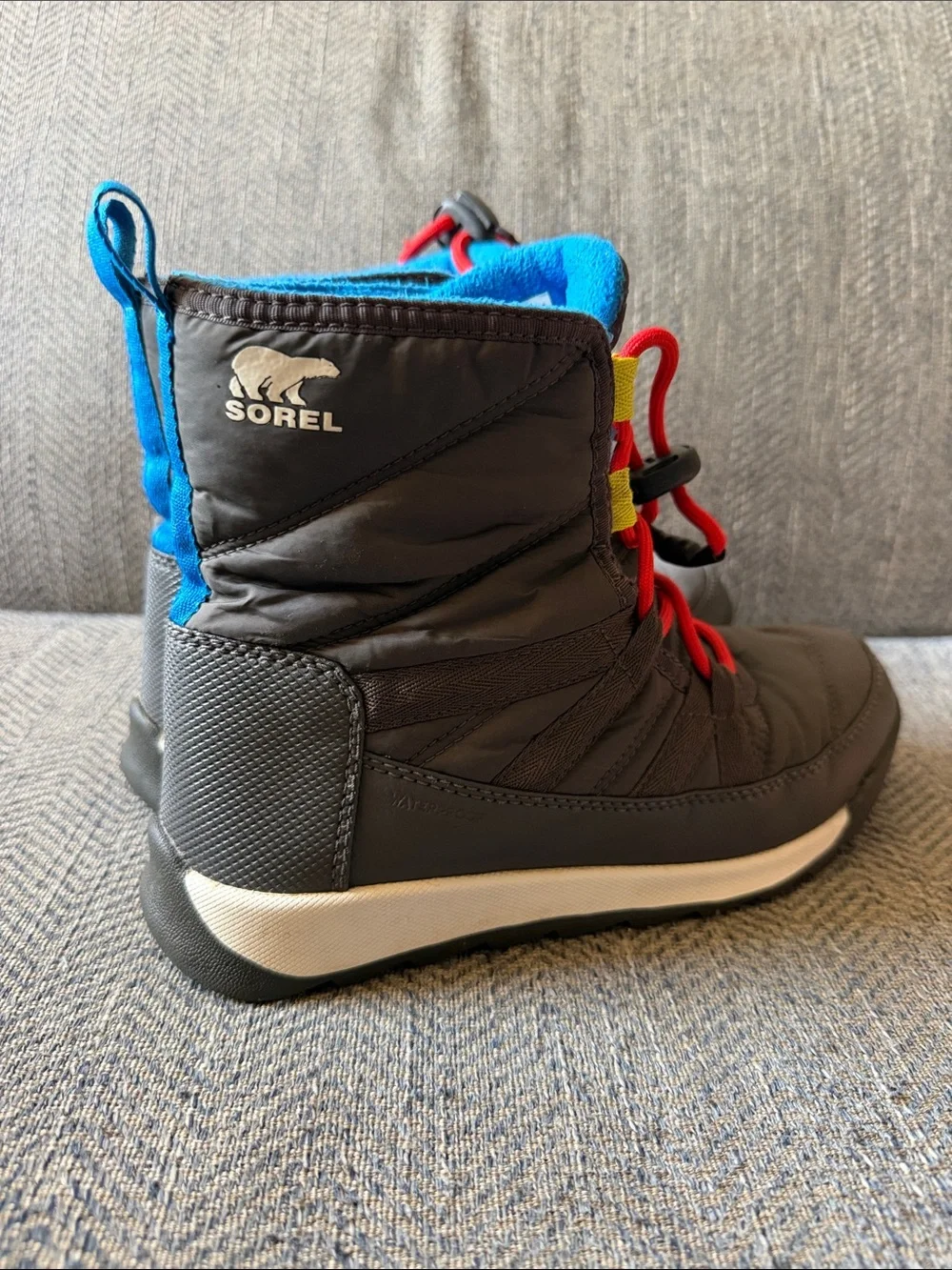 Sorel Youth Whitney Ii Short Lace Wp Boots Child Gray Snow Boots Shoes Size: 4
